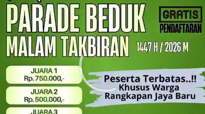 Pamflet parade bedug malam takbiran DPC PPP Kota Depok