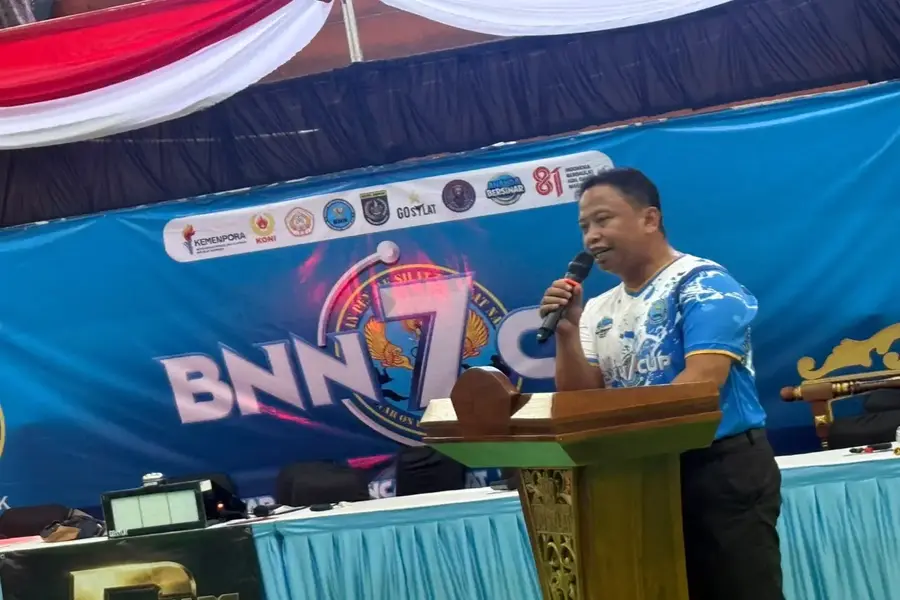 Wali Kota Depok Supian Suri secara resmi membuka ajang BNN Cup 7 yang berlangsung di GOR Kota Depok, Kamis (20/08/2026). (Foto: Dok. Diskominfo Depok)