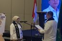 Ketua Kadin Kota Depok Terpilih masa bakti 2026-2031, Karlina dikukuhkan pada Muskot ke-VI di The Margo Hotel, Kamis (20/08/26). (Sumber foto: Siaran Depok/AN Rafi)