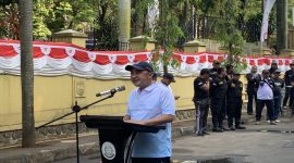 Sambutan Wakil Wali Kota Depok, Chandra Rahmansyah pada giat Operasi Kebersihan (OPSIH) di lingkungan perkantoran pemerintahan di GDC Depok. (Jumat, 28 Agustus 2026). (Sumber foto: Siaran Depok/AN Rafi)