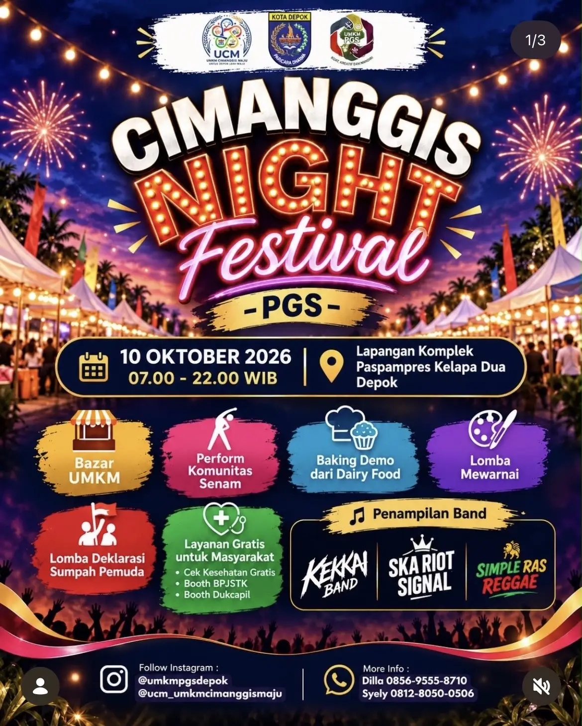 Informasi mengenai event Cimanggis Night Festival. (Foto: Tangkapan Layar)

