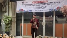 Sambutan yang disampaikan oleh Direktur Kebijakan Tenaga Kerja Asing Pemerintah Prefektur Hokkaido, Eiji Yamamoto pada saat mengunjungi LPK Koba Mirai Japan pada Kamis (08/10/26).