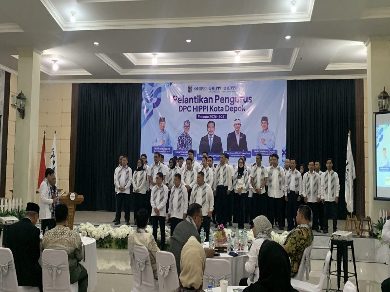 Pelantikan Dewan Pengurus Cabang HIPPI Kota Depok masa bakti 2026–2031 berlangsung di The Castle Event and Wedding Hall, Jalan Raya Sawangan, Pancoran Mas, pada Rabu (21/10/2026). (Foto: Siaran Depok/AN Rafi)Pelantikan Dewan Pengurus Cabang HIPPI Kota Depok masa bakti 2026–2031 berlangsung di The Castle Event and Wedding Hall, Jalan Raya Sawangan, Pancoran Mas, pada Rabu (21/10/2026). (Foto: Siaran Depok/AN Rafi)