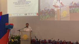 Sambutan yang disampaikan oleh Wakil Wali Kota Depok, Chandra Rahmansyah saat menghadiri Dies Natalis Fasilkom UI, Rabu (21/10/2026). (Sumber foto: Siaran Depok/AN Rafi)