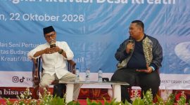Denta Pradipta dari Sanggar Ayodya Pala Kota Depok menjadi narasumber pada Workshop Harmoni Seni Pertunjukan Seni yang diselenggarakan Kementerian Ekonomi Kreatif pada Kamis (22/10/2026)