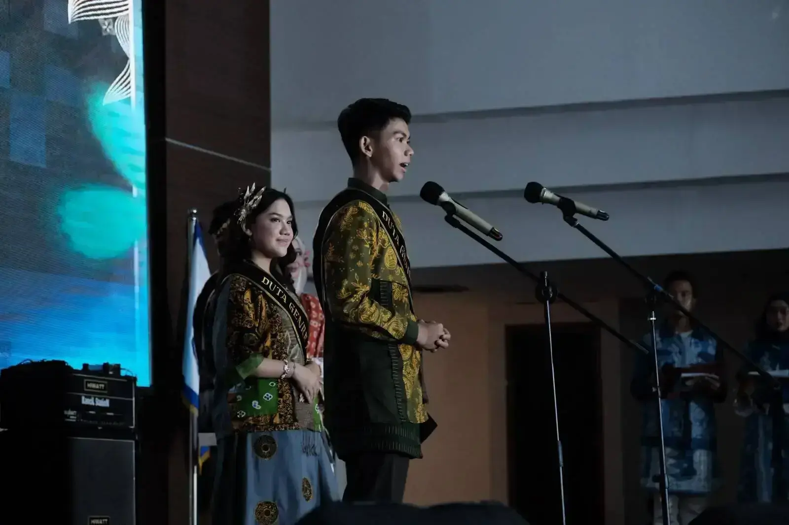Rayya Fachriansyah Noer dari Kecamatan Pancoran Mas dan Alfairuzia Firzha Khalisa atau yang akrab disapa Fairuz dari Kecamatan Sukmajaya terpilih sebagai Juara 1 Duta GenRe Kota Depok tahun 2026. (Sumber foto: Diskominfo Depok)
